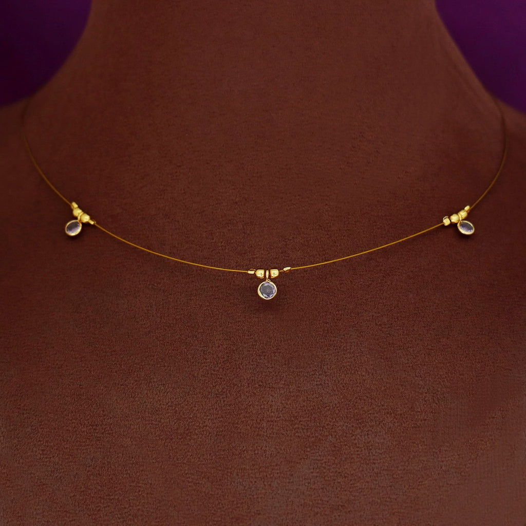 Tri Glossy Stone String Neckpiece